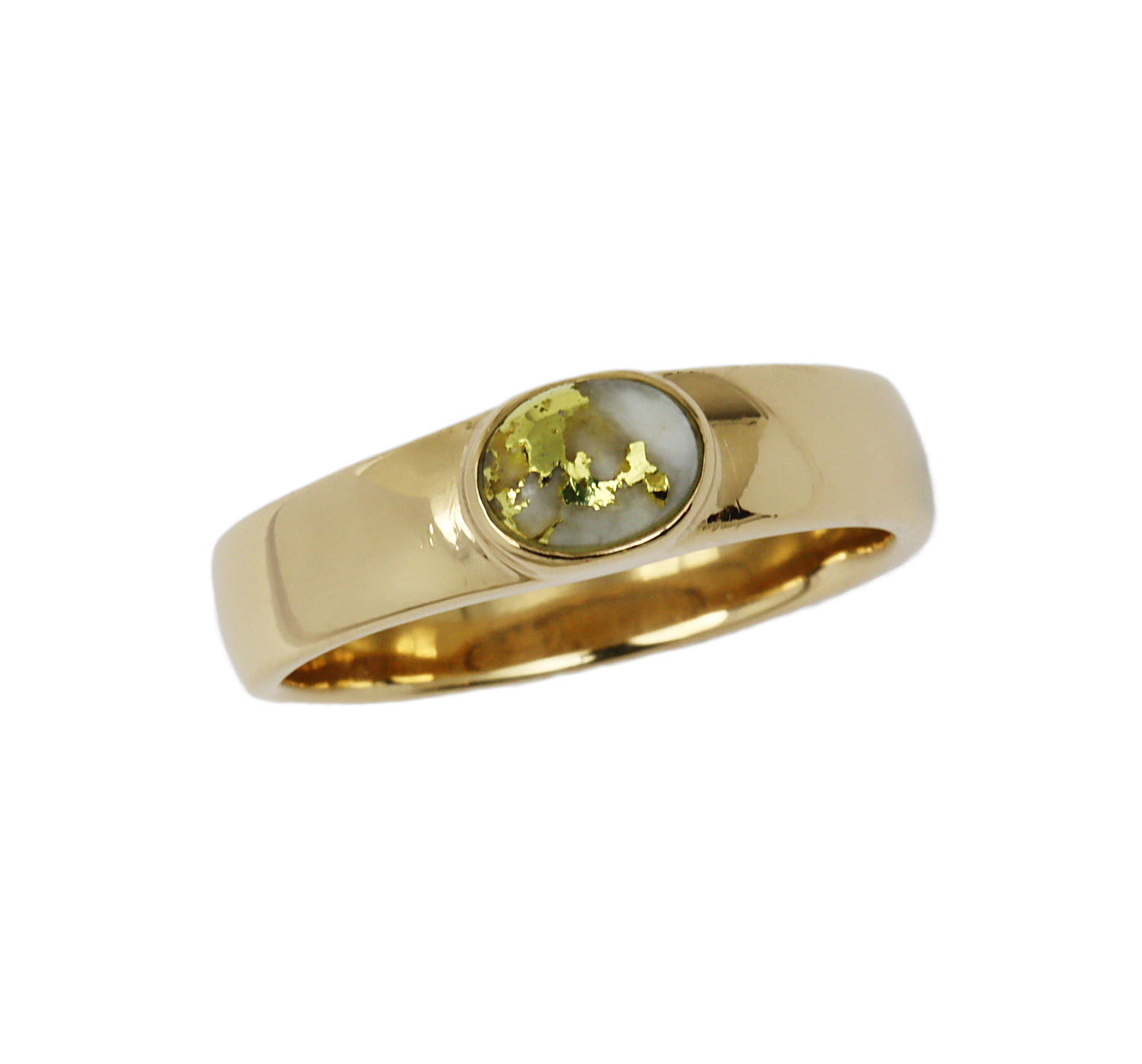 Featured image of this Men’s 14k Yellow Gold Quartz Ring Size 9.75