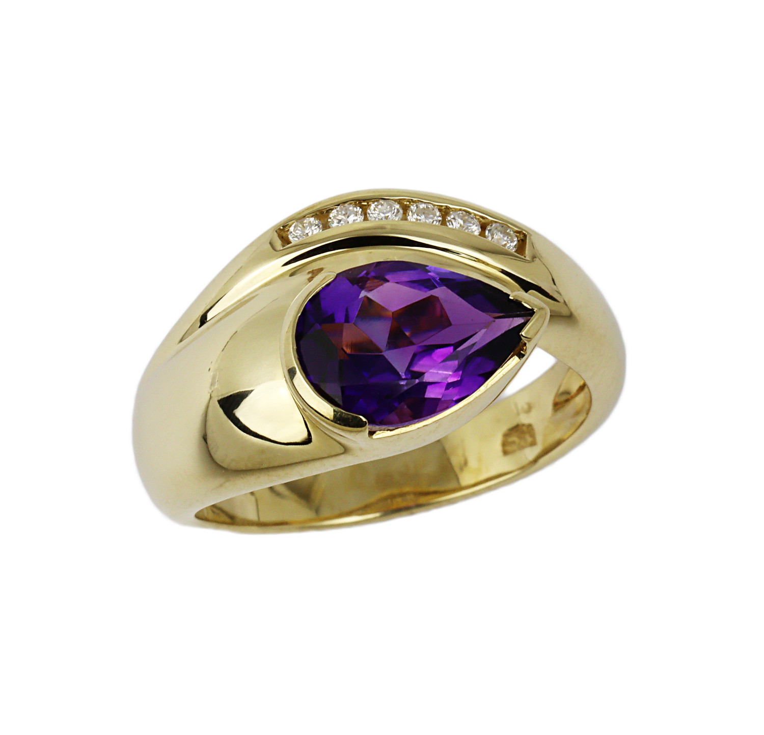 Featured image of this Women’s 14k Yellow Gold Amethyst, Diamond Ring Size 6.75