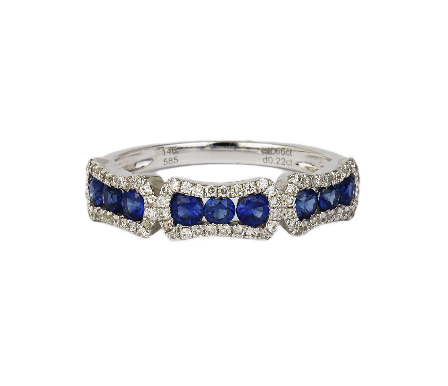 Gallery image of this Women’s 14k White Gold Diamond, Sapphire Ring Size 6