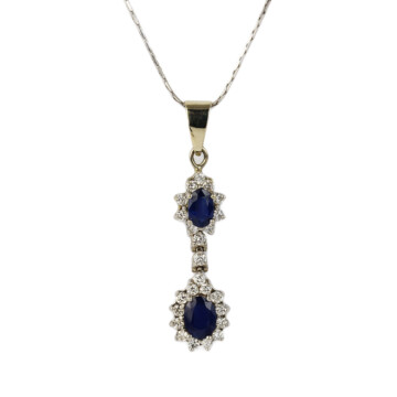 Featured image of this Women’s 14k White Gold Diamond, Sapphire Necklace