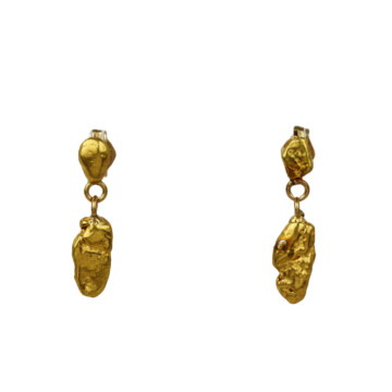 Featured image of this Custom Women’s 14k Yellow Gold Natural Nugget Dangle Earrings