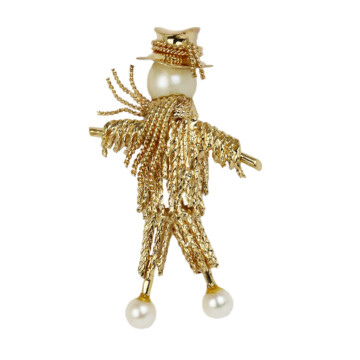 Featured image of this Women’s 14k Yellow Gold Pearl Scarecrow Brooch
