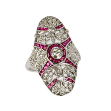 Featured image of this Women’s 14k White Gold Diamond, Ruby Ring Size 6.5