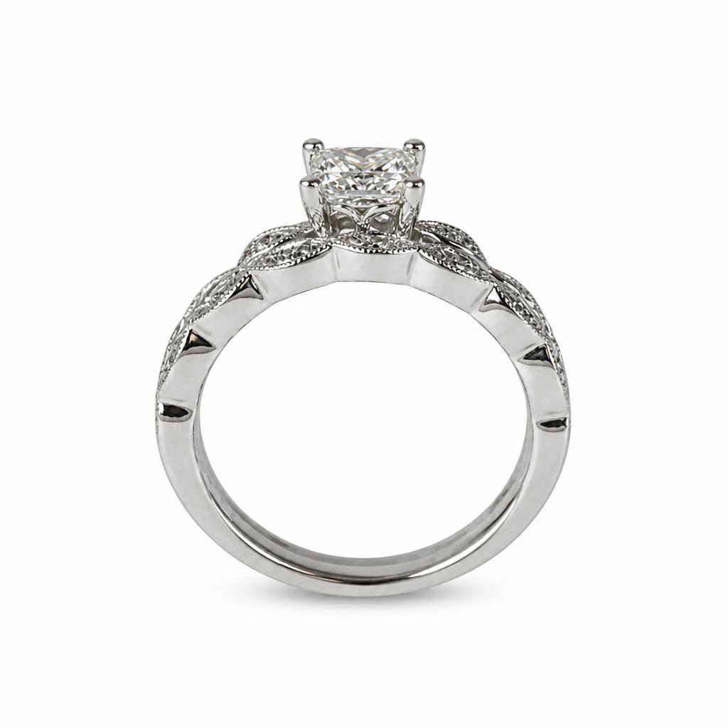 Gallery image of this Women’s 14k White Gold Diamond Bridal Ring GIA Cert Size 6