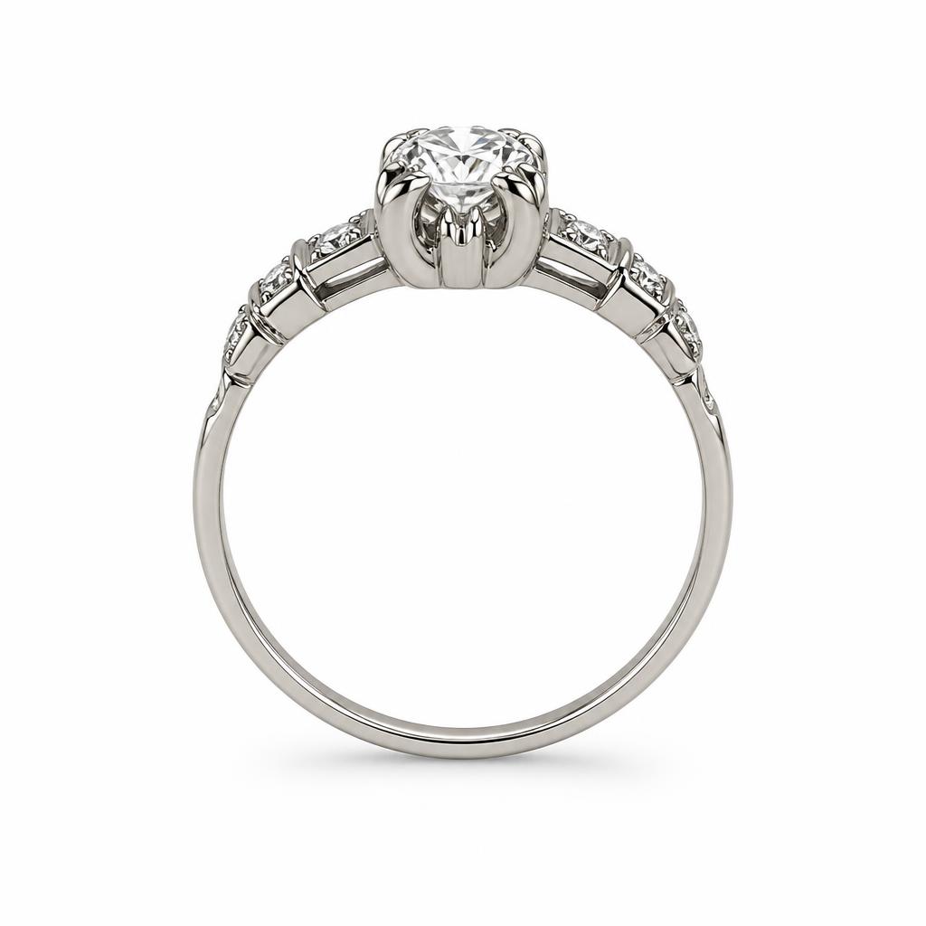 Gallery image of this Women’s 14k White Gold Diamond Bridal Ring EGL Cert. Size 7.75