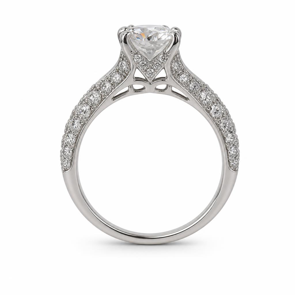 Gallery image of this Fischer Women’s 14k White Gold Diamond Bridal Ring Size 4.75 EGL Cert