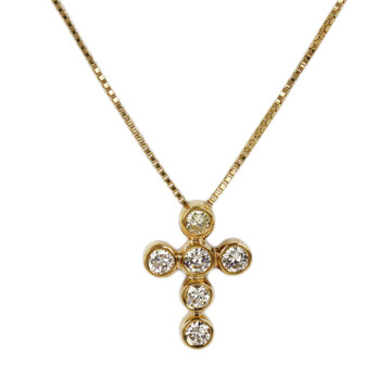 Featured image of this Women’s 14k Yellow Gold Diamond Cross Necklace