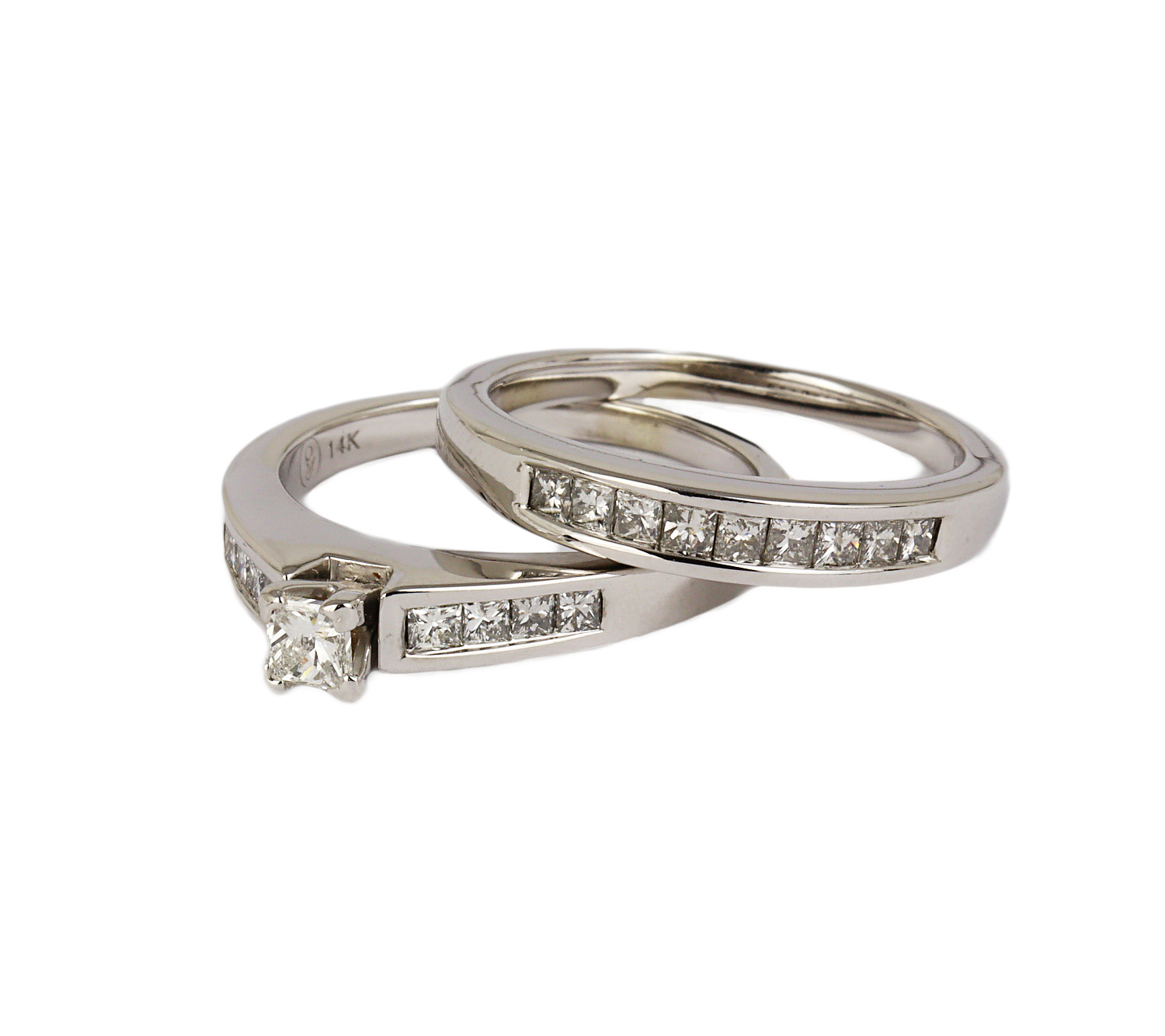 Gallery image of this Women’s 14k White Gold Diamond Bridal Ring Set Size 7.5