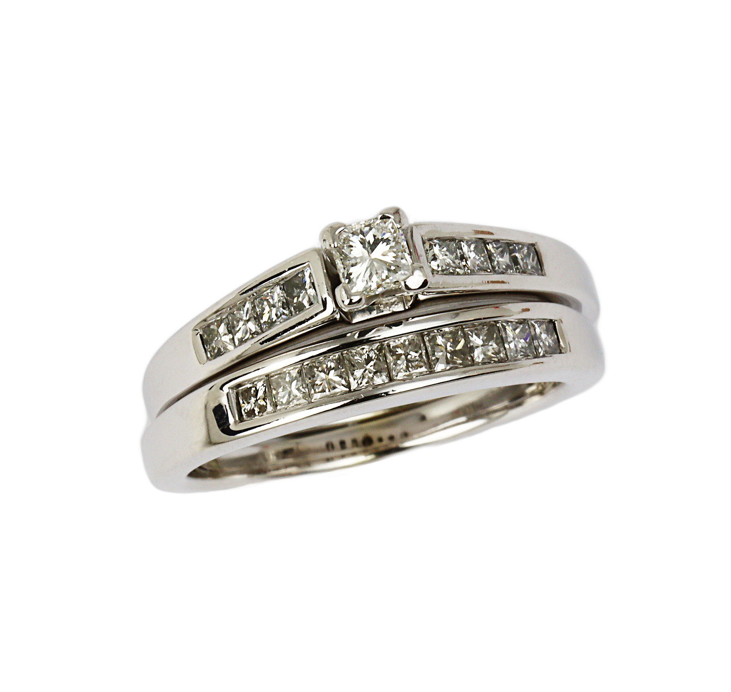 Featured image of this Women’s 14k White Gold Diamond Bridal Ring Set Size 7.5