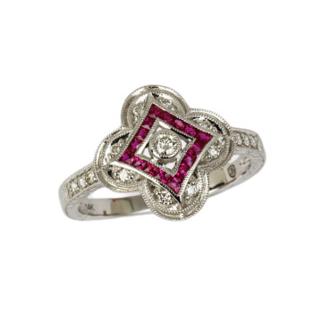Featured image of this Women’s 14k White Gold Diamond, Ruby Ring Size 6.5
