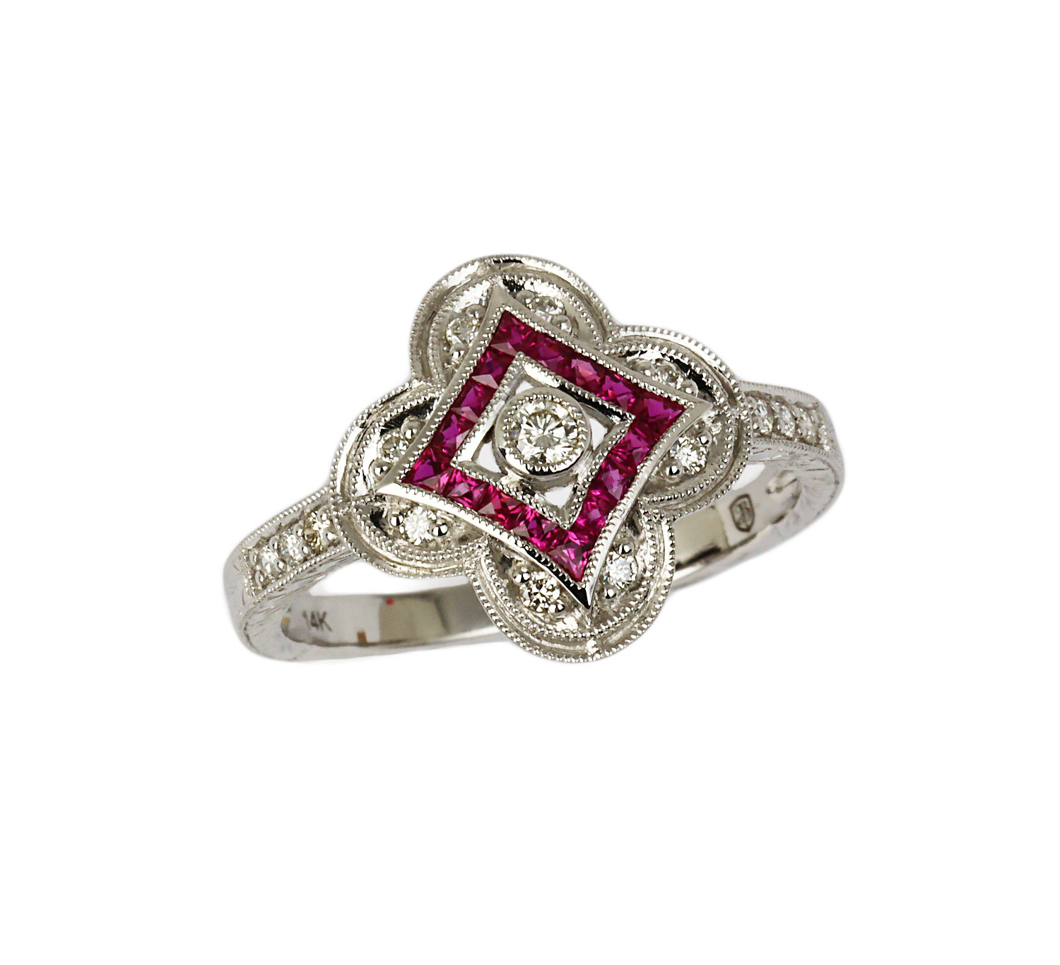 Featured image of this Women’s 14k White Gold Diamond, Ruby Ring Size 6.5