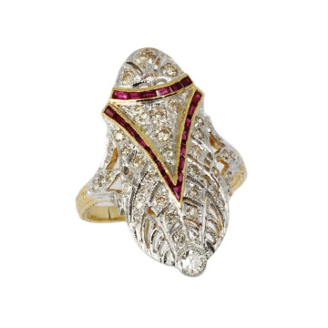 Featured image of this Women’s 14k Yellow & White Gold Diamond, Ruby Ring Size 6.5