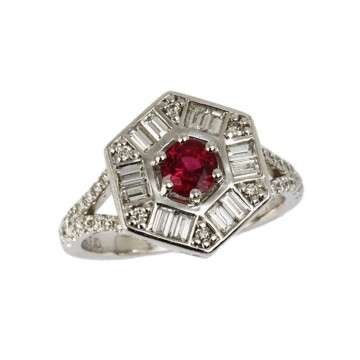Featured image of this Fischer Women’s 14k White Gold Ring with 0.54ct Ruby and Diamonds Size 6