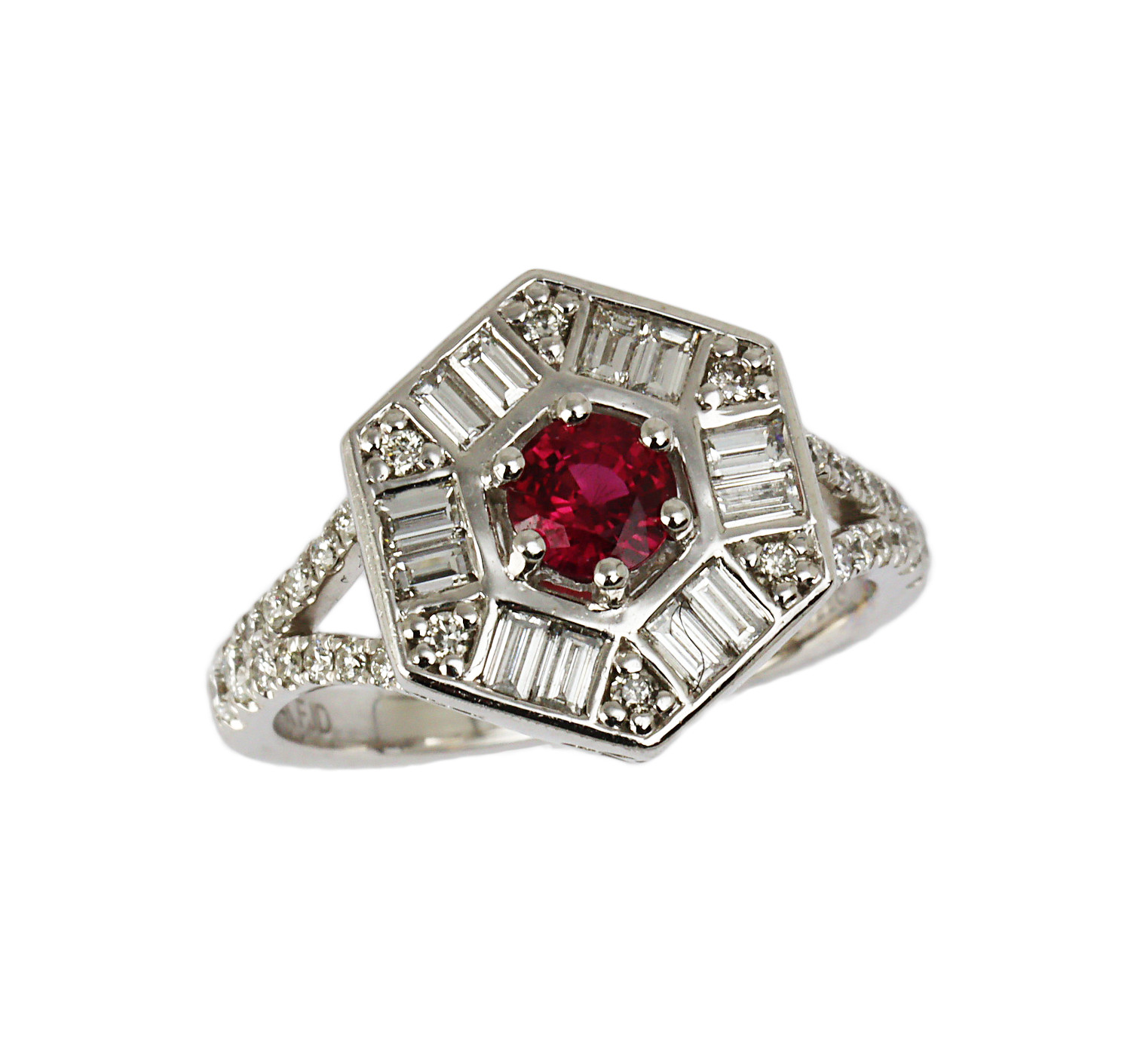 Featured image of this Fischer Women’s 14k White Gold Ring with 0.54ct Ruby and Diamonds Size 6