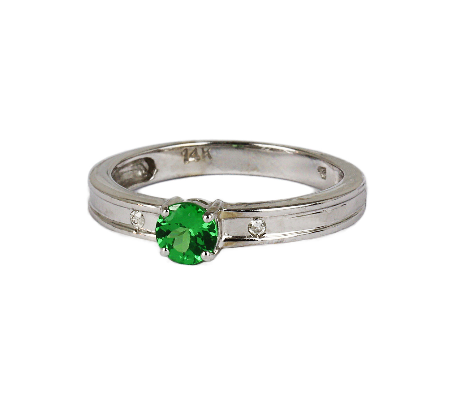 Gallery image of this Women’s 14k White Gold Diamond, Tsavorite Garnet Ring Size 6.75