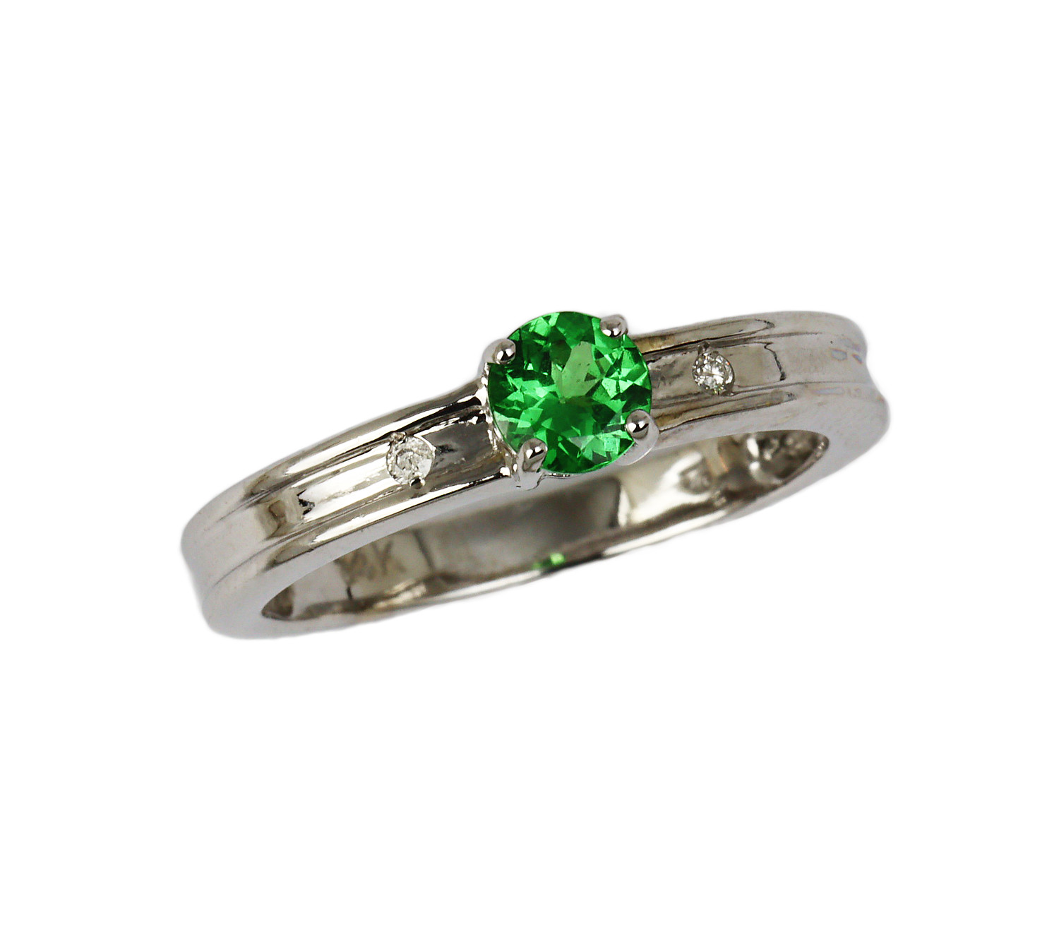 Featured image of this Women’s 14k White Gold Diamond, Tsavorite Garnet Ring Size 6.75