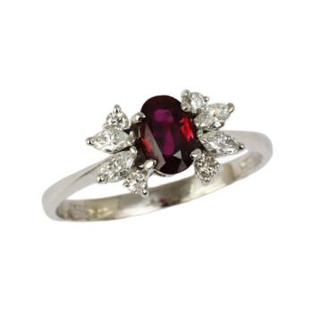 Featured image of this Women’s 14k White Gold Diamond, Ruby Ring Size 7.25