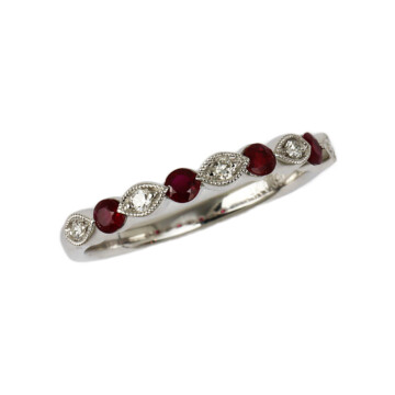 Featured image of this Fischer Women’s 14k White Gold Diamond, Ruby Ring Size 7
