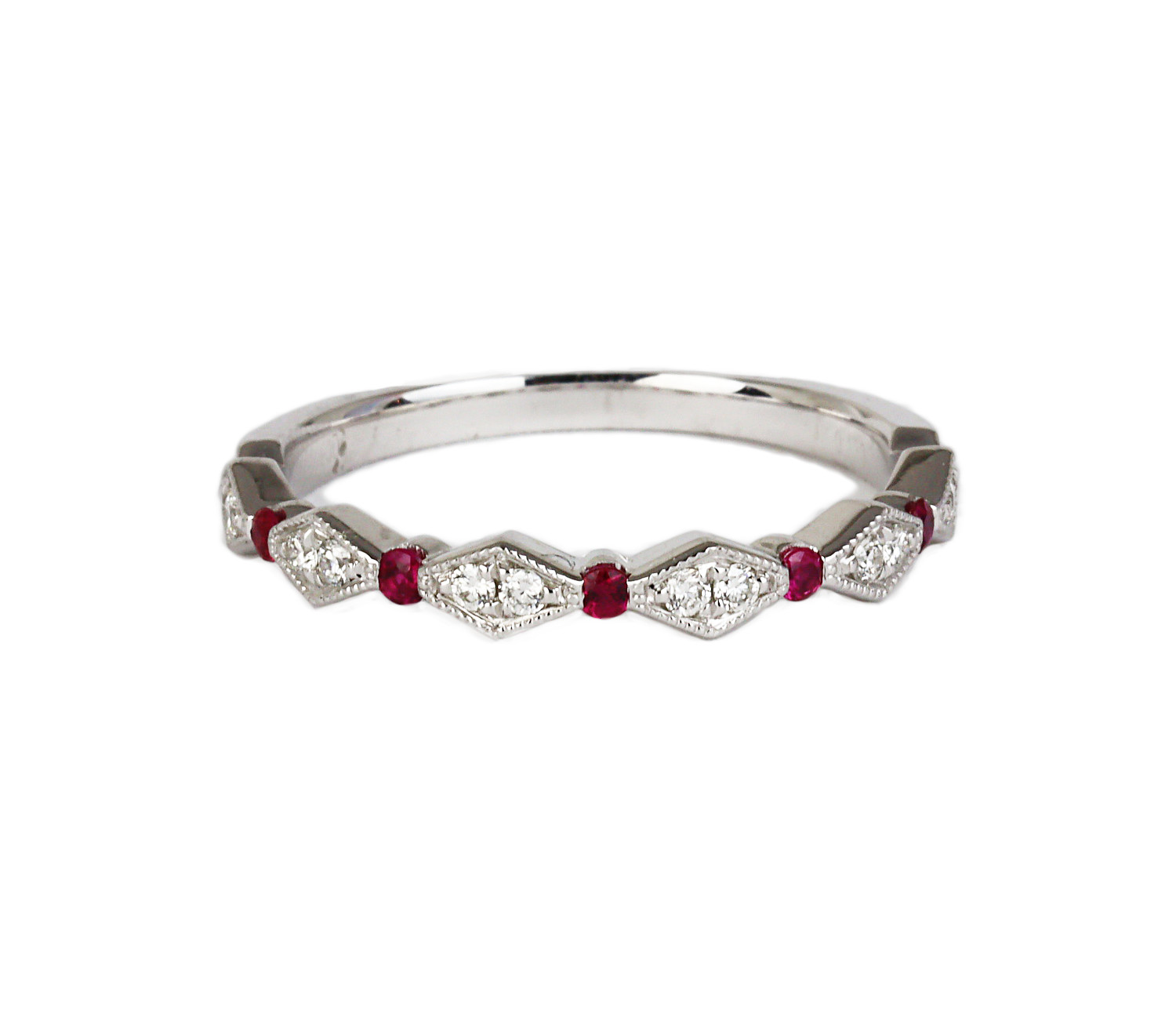 Gallery image of this Fischer Women’s 14k White Gold, Diamond, Ruby Ring Size 6.75