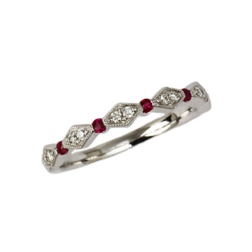 Featured image of this Fischer Women’s 14k White Gold, Diamond, Ruby Ring Size 6.75