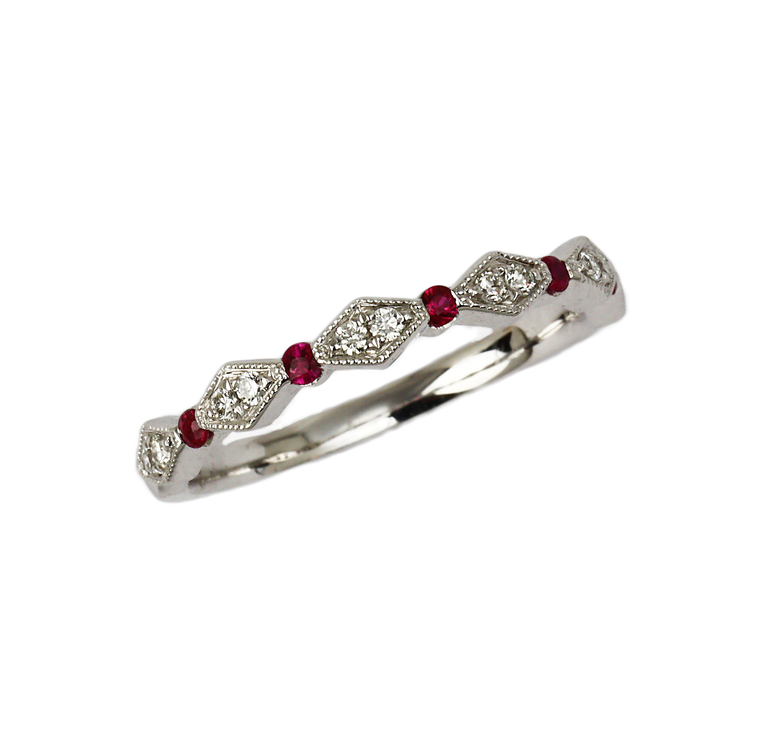 Featured image of this Fischer Women’s 14k White Gold, Diamond, Ruby Ring Size 6.75