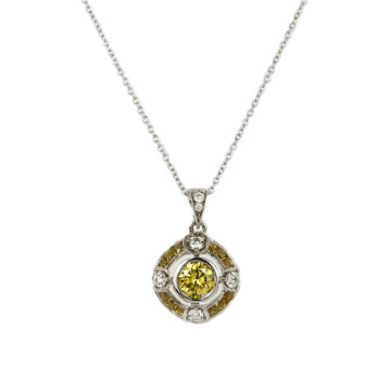 Featured image of this Women’s 14k White Gold, Diamond, Yellow Sapphire Necklace