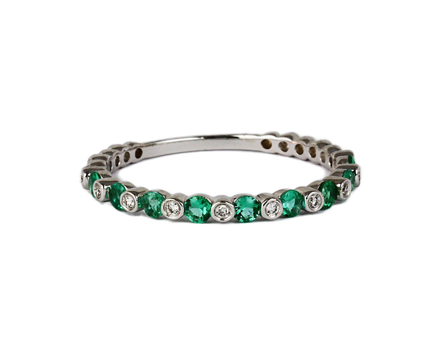 Gallery image of this Fischer Women’s 14k White Gold Diamond, Emerald Ring Size 6.75