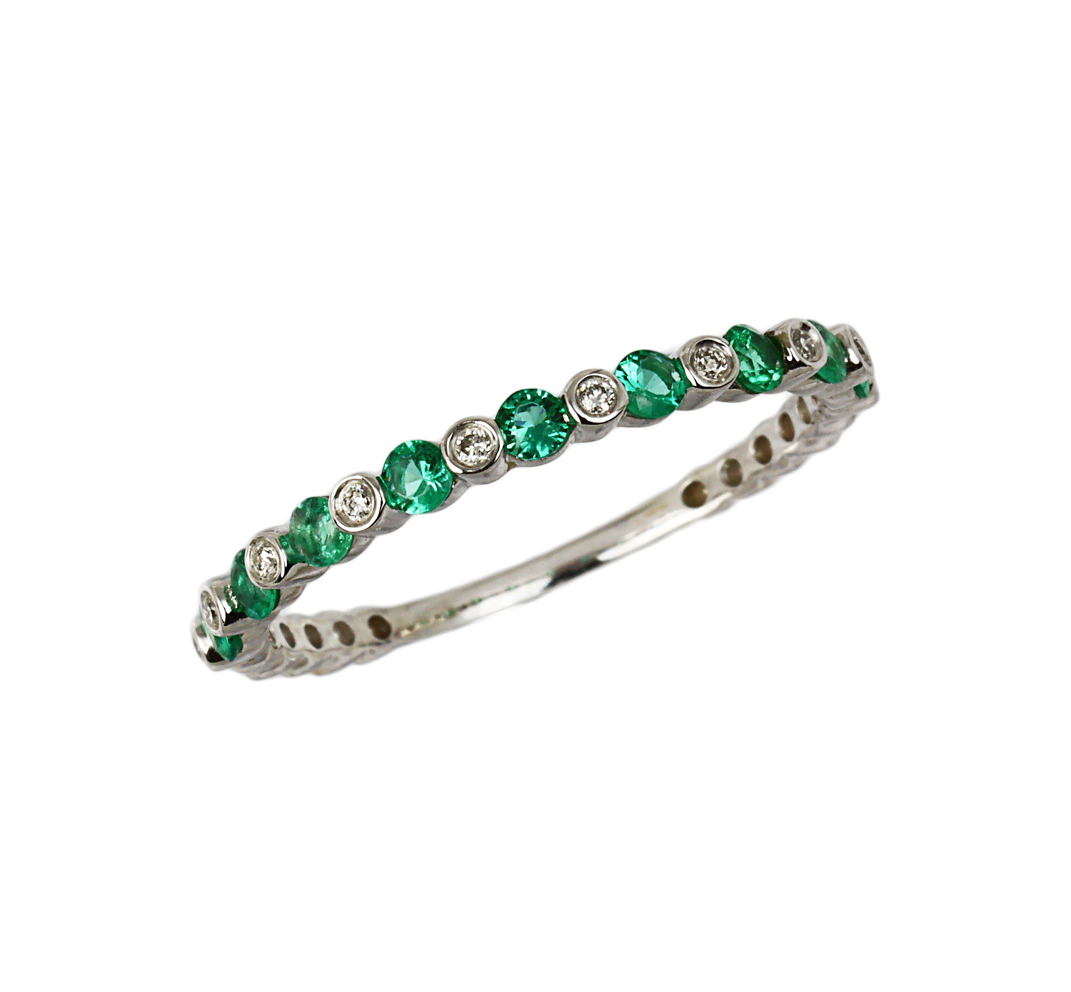 Featured image of this Fischer Women’s 14k White Gold Diamond, Emerald Ring Size 6.75