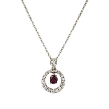 Featured image of this Women’s 14k White Gold, Diamond, Ruby Necklace