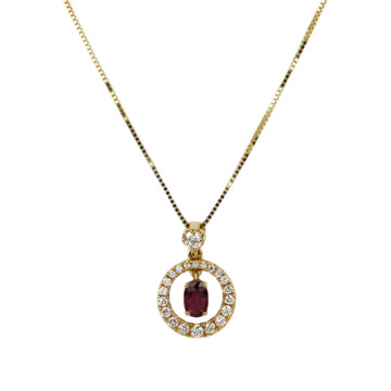 Featured image of this Women’s 14k Yellow Gold Diamond, Ruby Necklace