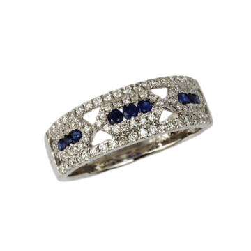 Featured image of this Fischer Women’s 14k White Gold, Diamond, Sapphire Ring Size 7
