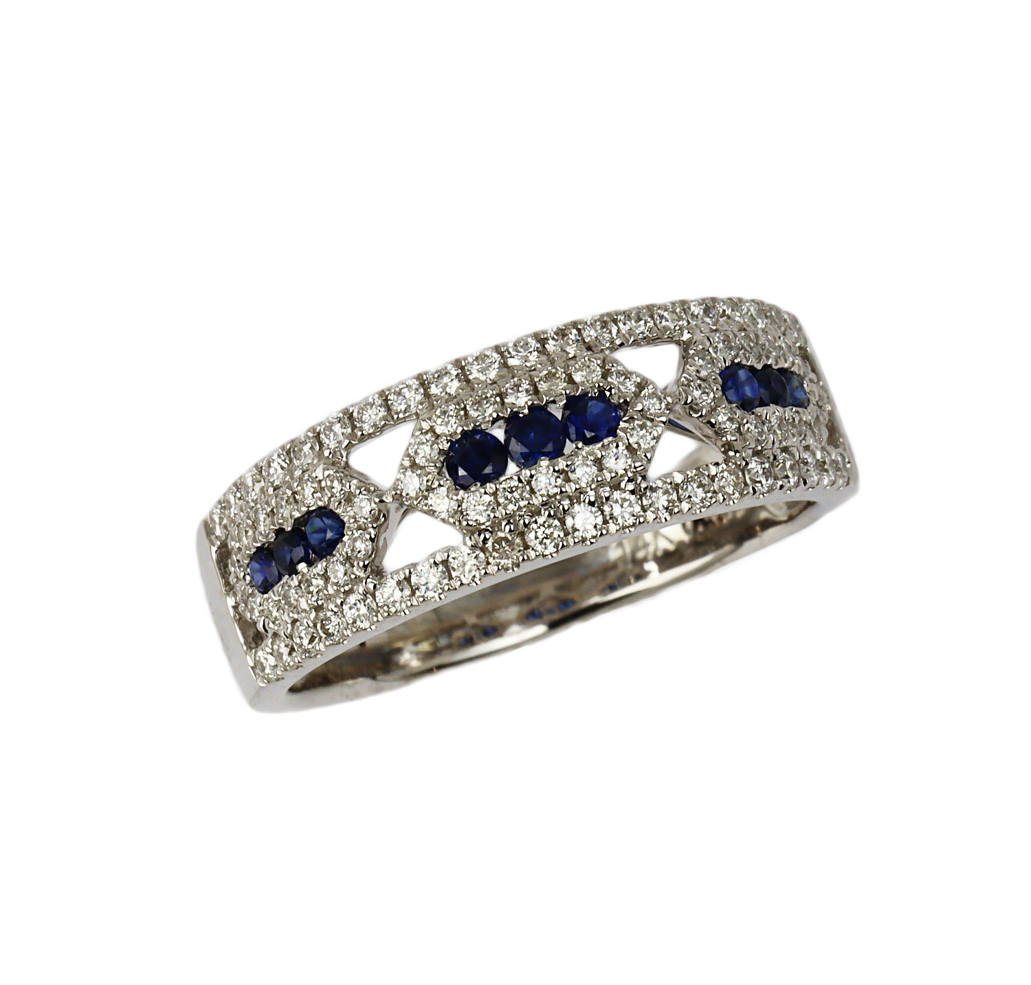 Featured image of this Fischer Women’s 14k White Gold, Diamond, Sapphire Ring Size 7