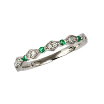Featured image of this Fischer Women’s 14k White Gold Diamond, Emerald Ring Size 7