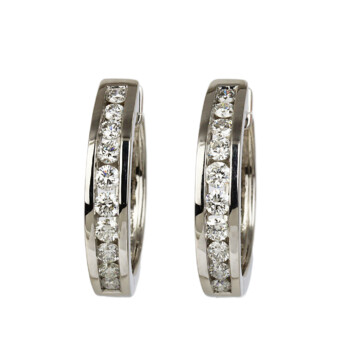 Featured image of this Women’s 14k White Gold Diamond Hinged Hoop Earrings