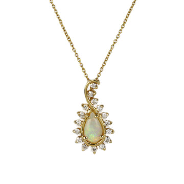 Featured image of this Women’s 14k Yellow Gold Diamond, Opal Necklace