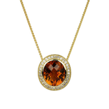 Featured image of this Women’s 14k Yellow Gold, Citrine, Diamond Necklace