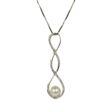 Featured image of this Women’s 14k White Gold, Diamond, Pearl Necklace