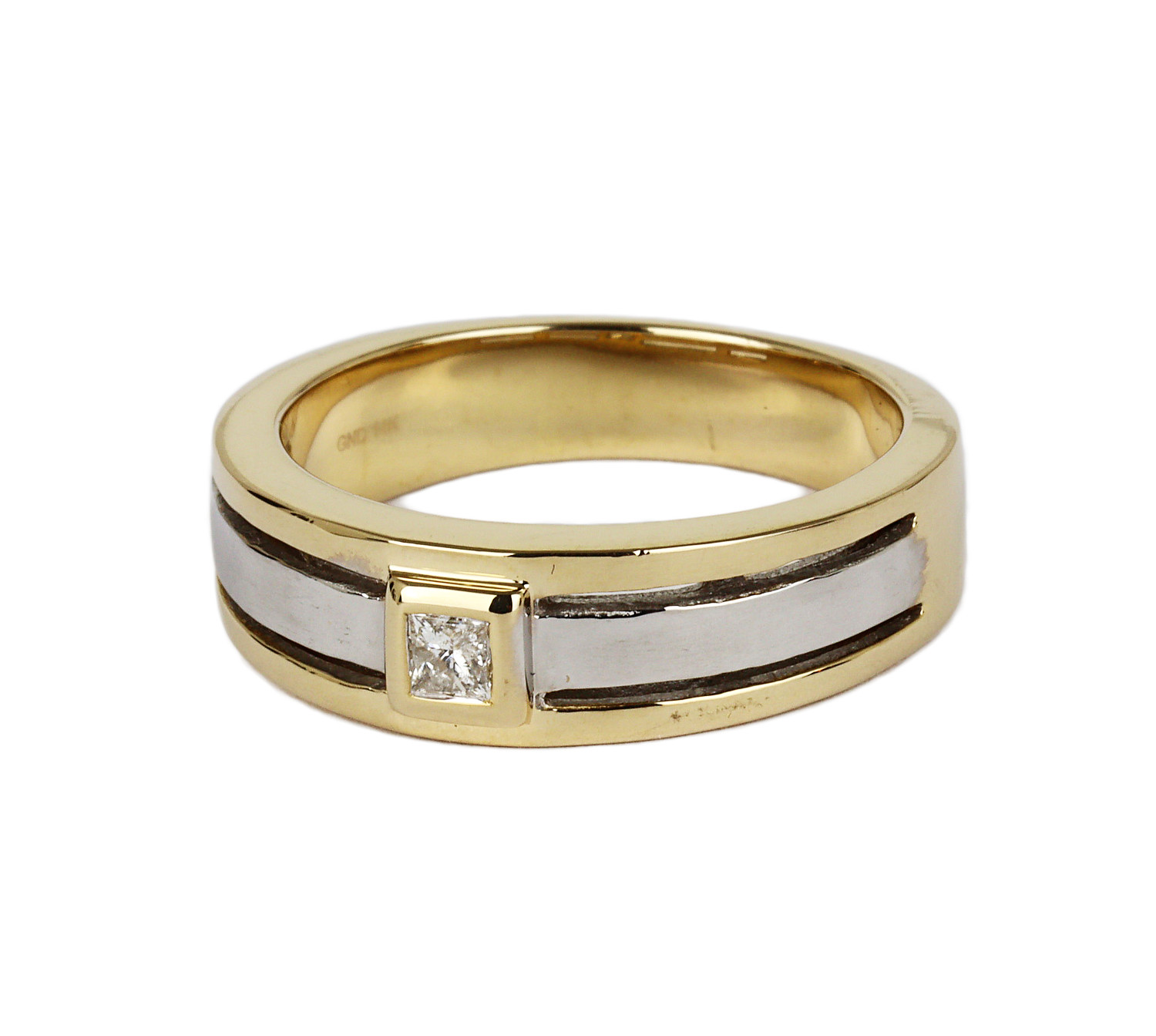 Gallery image of this Men’s 14k Yellow & White Gold Diamond Ring Size 9.75