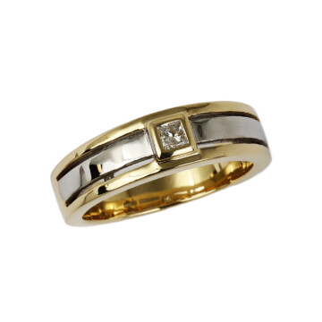 Featured image of this Men’s 14k Yellow & White Gold Diamond Ring Size 9.75