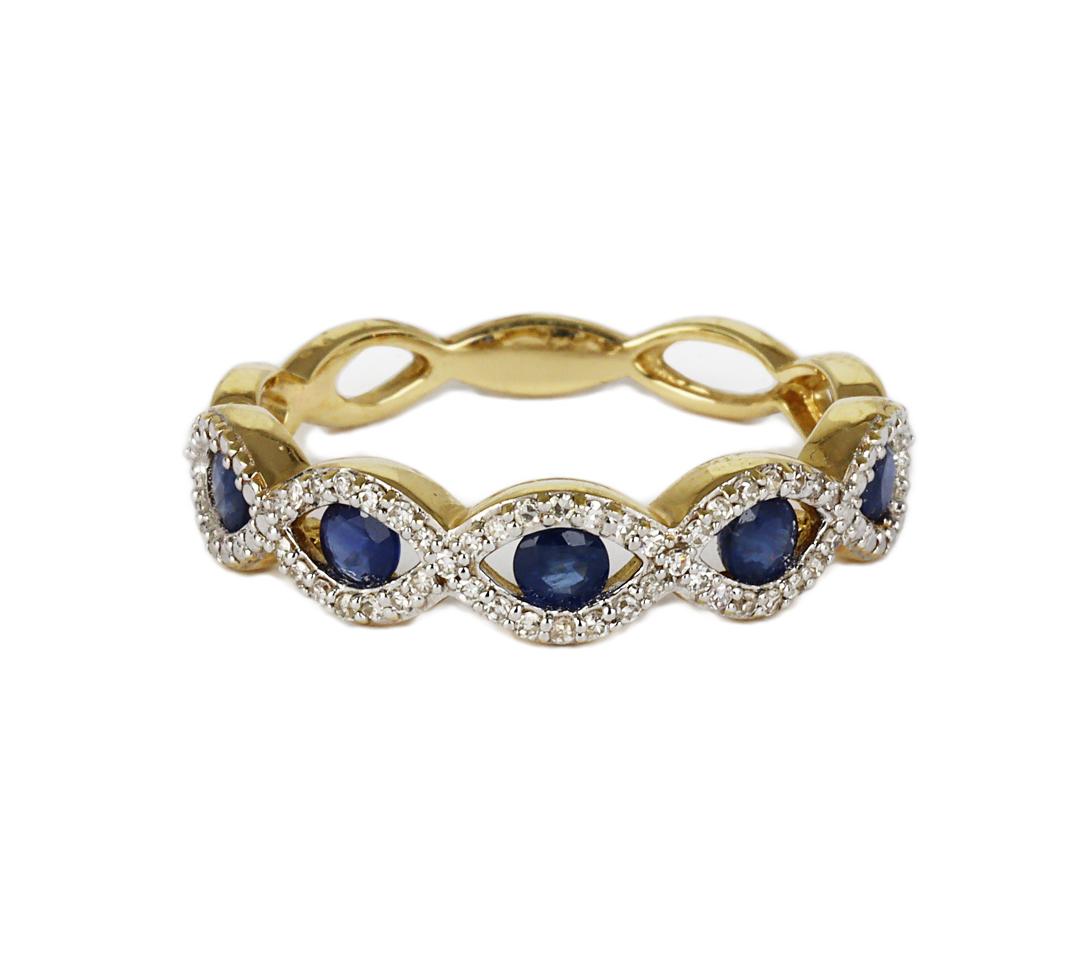 Gallery image of this Women’s 14k Yellow Gold, Diamond, Sapphire Ring Size 7