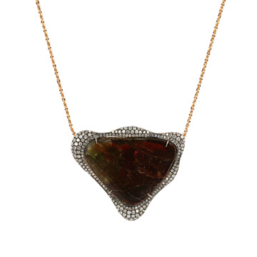 Featured image of this Fischer Women’s 14k Rose Gold Diamond, Amolite Necklace