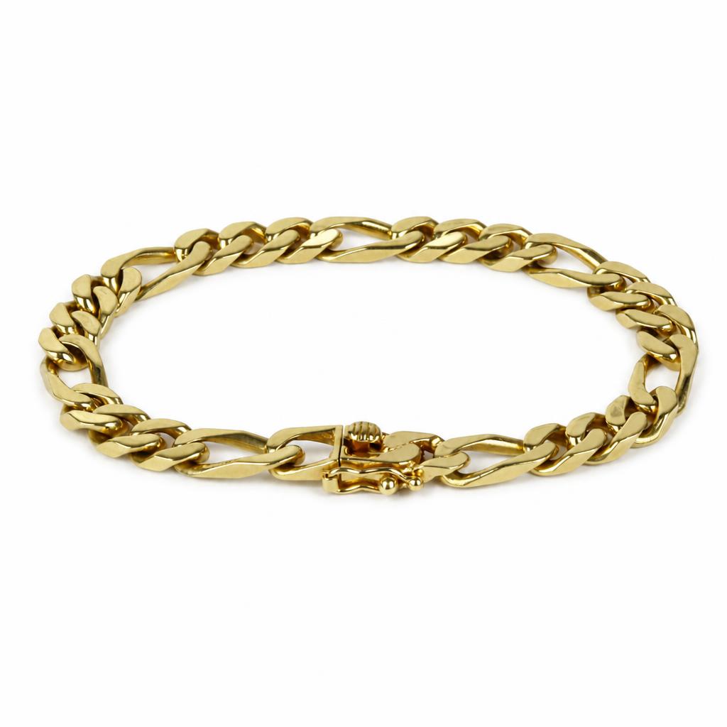 Gallery image of this Men’s 14k Yellow Gold Figaro Link Bracelet
