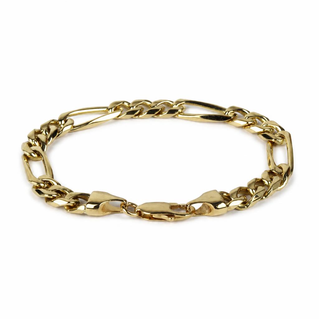 Gallery image of this Men’s 14k Yellow Gold Figaro Link Bracelet