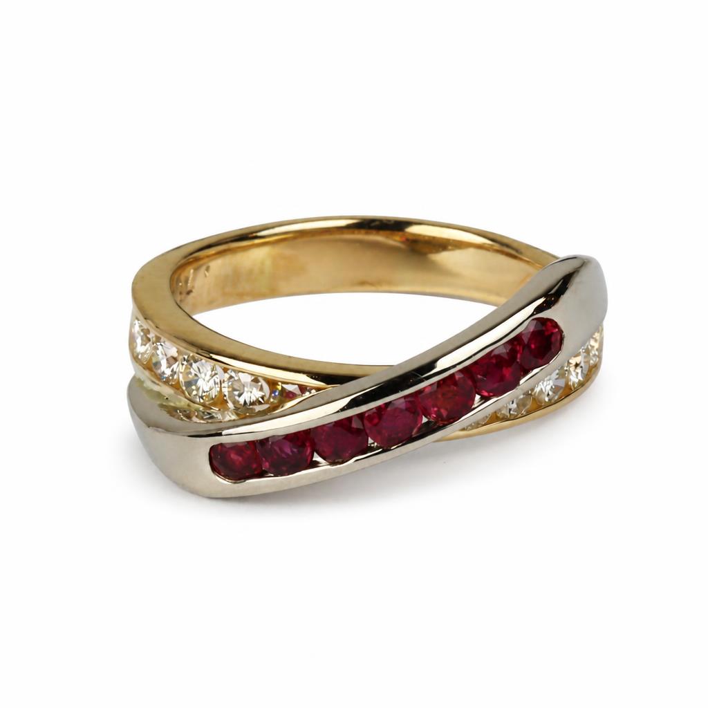 Gallery image of this Women’s 14k White & Yellow Gold, Ruby, Diamond Ring Size 8.25