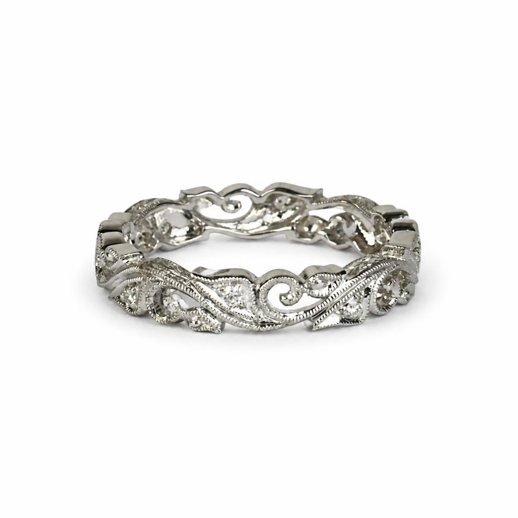 Gallery image of this Fischer Women’s 18k White Gold Eternity Band Ring with 0.07ct TDW Diamond Size 6.75