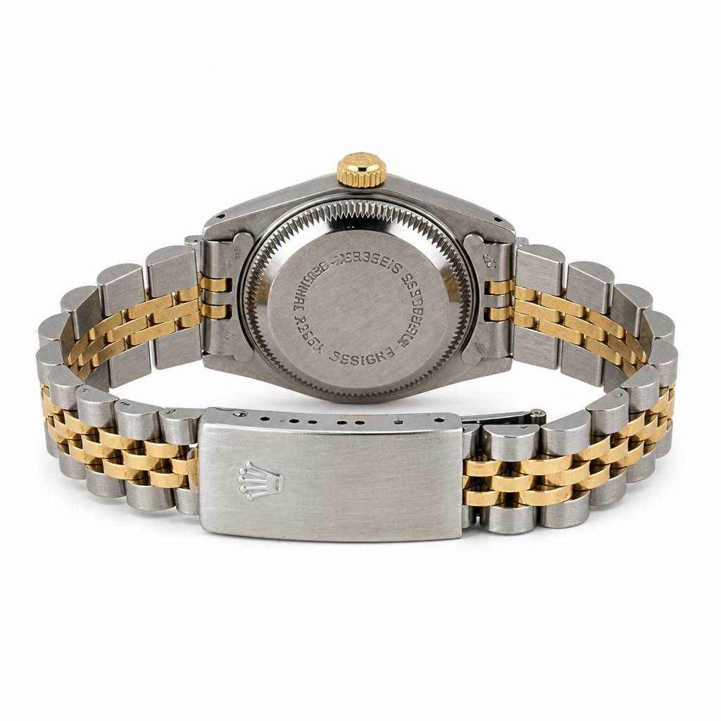 Gallery image of this 18k Yellow Gold, Stainless Steel Roman Date Rolex Wristwatch – 26mm Case