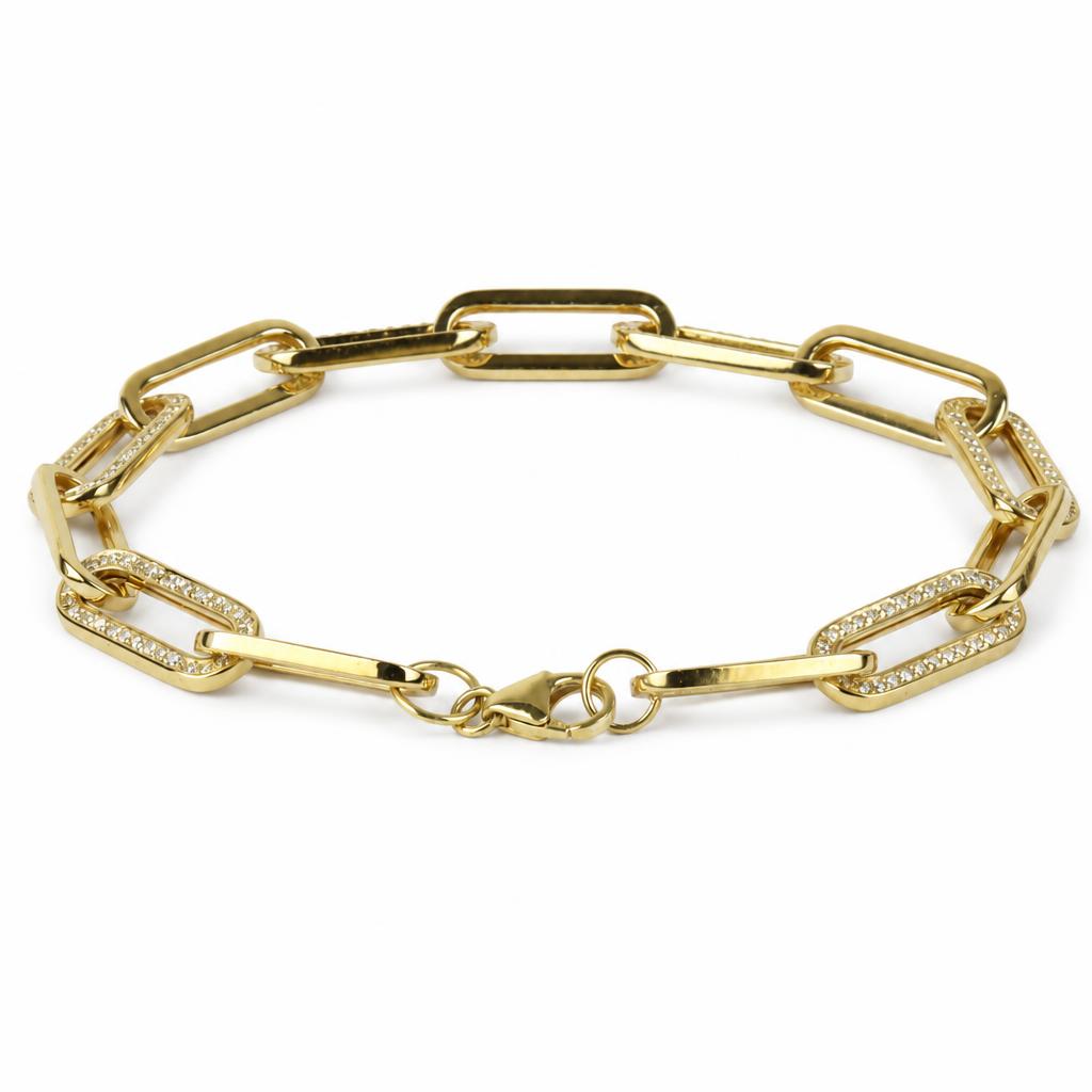 Gallery image of this Women’s 14k Yellow Gold Diamond Link Bracelet