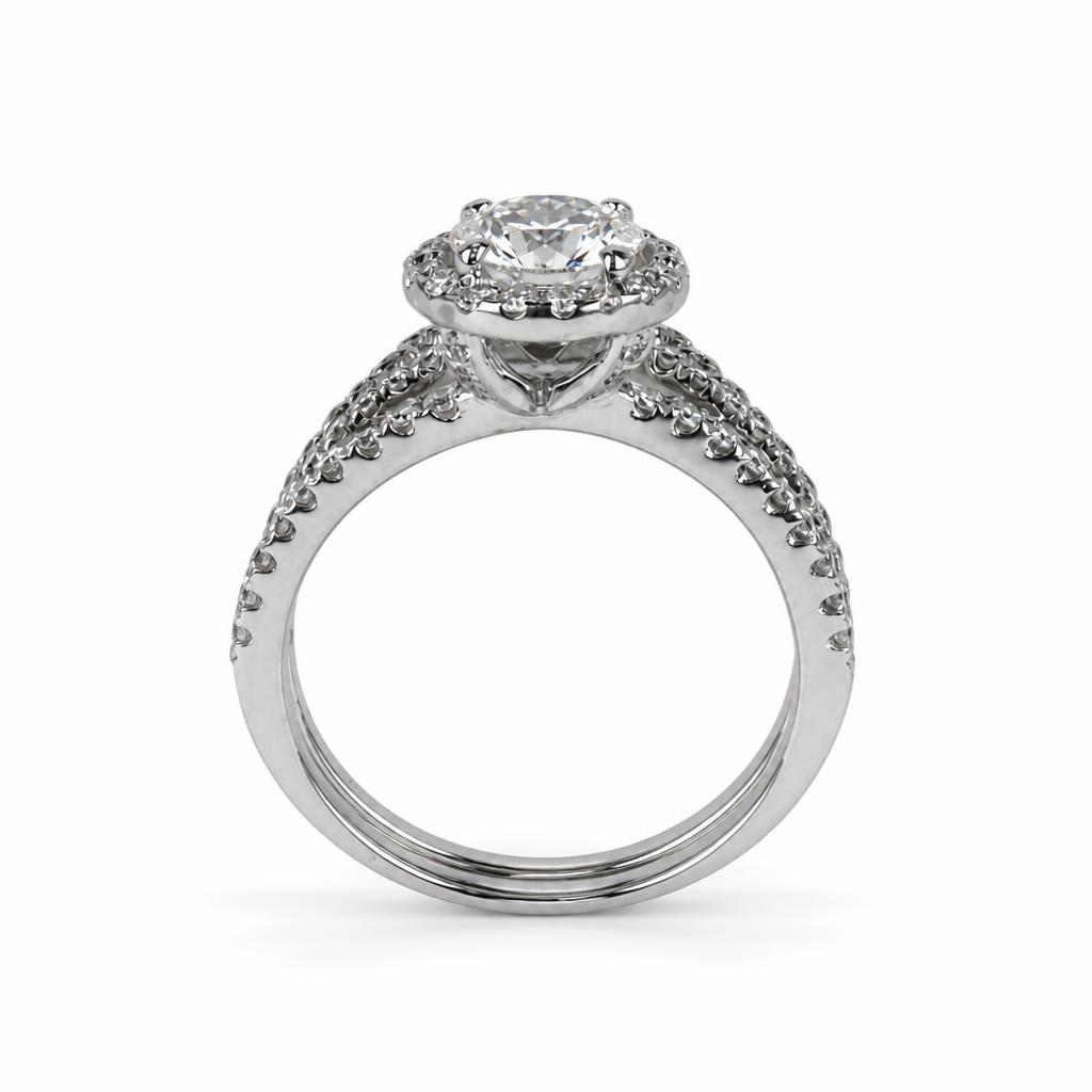Gallery image of this Women’s 18k White Gold Diamond Bridal Ring Set EGL Cert Size 7.25